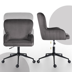 Desk Armchair - Home Office Swivel Chair Adjustable Height Seat PLUME GREY