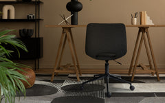 2 Set Office Desk Chair - Loop Yarn Fabric Home Swivel Chair Cut-Out Seat HALO BLACK