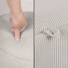 Coffee Table Storage Ottoman - Corduroy Padded Blanket Box Bench ESME CREAM