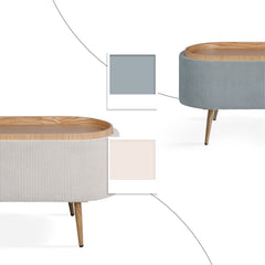 Coffee Table Storage Ottoman - Corduroy Padded Blanket Box Bench ESME CREAM