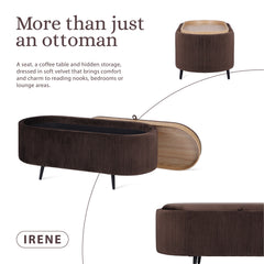 Coffee Table Storage Ottoman - Velvet Padded Blanket Box Bench IRENE BROWN