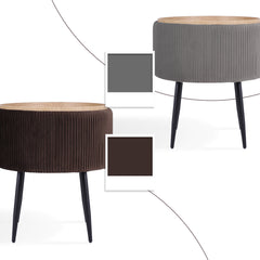 Side Table Storage Ottoman - Velvet Padded Stool Vanity Footstool CLEO BROWN