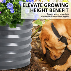 2X Raised Garden Bed Galvanised Steel Planter Oval 320 x 80 x 45cm GREY