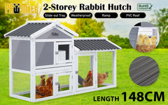 Rabbit Hutch Chicken Coop 147cm 2 Storey Pet Cage Run GRACIE