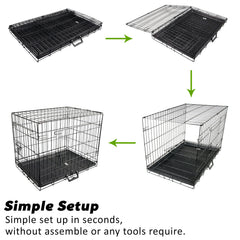 Wire Dog Cage Crate 30in with Tray + Cushion Mat + BLUE Cover Combo
