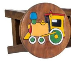 Hand Carved Children's Chair Stool Wooden Train Locomotive Theme