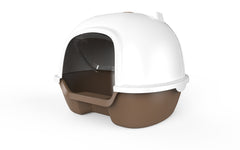 YES4PETS Cat Toilet Litter Box Portable Hooded Tray House with Handle and Scoop Brown