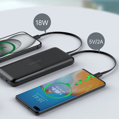 CHOETECH B654 10000mAh Pwer Bank 22.5W USB-A / USB-C / micro USB with built-in USB-C / Lightning cable - black