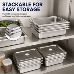 Commercial Stainless Steel GN 1/1 100mm Deep Gastronorm Bain Marie Buffet Steam Table Food Pan with Lid
