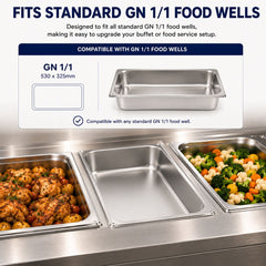 Commercial Stainless Steel GN 1/1 150mm Deep Gastronorm Bain Marie Buffet Steam Table Food Pan