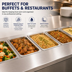 Commercial Stainless Steel GN 1/1 150mm Deep Gastronorm Bain Marie Buffet Steam Table Food Pan with Lid