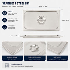Commercial Stainless Steel GN 1/1 150mm Deep Gastronorm Bain Marie Buffet Steam Table Food Pan with Lid