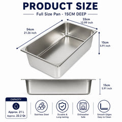 Commercial Stainless Steel GN 1/1 150mm Deep Gastronorm Bain Marie Buffet Steam Table Food Pan with Lid