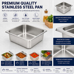 Commercial Stainless Steel GN 2/3 100mm Deep Gastronorm Bain Marie Buffet Steam Table Food Pan with Lid