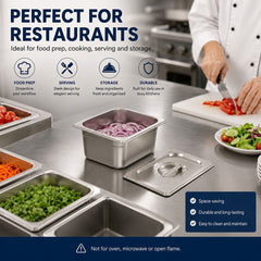 Commercial Stainless Steel GN 2/3 150mm Deep Gastronorm Bain Marie Buffet Steam Table Food Pan with Lid