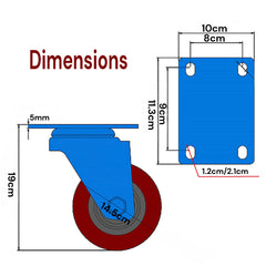 4x 6 inch Industrial Swivel Brake Locking Caster Castor Wheels Casters 2x swivel 2x fixed for Cart Furniture Workbench