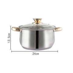12Piece Cookware Set Kitchen Stainless Steel Stock Pot Pan Sets Saucepan Casserole kettle