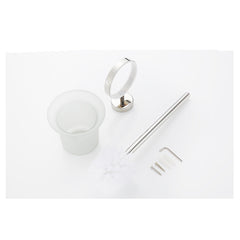 Toilet Brush Holder Wall Mount Rustproof Frosted Glass for Bathroom