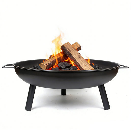 Outdoor Fire Pit 68cm Steel Fire Bowl Wood Burning Portable Heater Backyard Camping BBQ with Handles