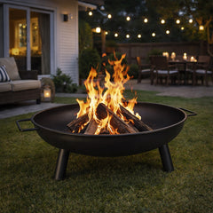 Outdoor Fire Pit 68cm Steel Fire Bowl Wood Burning Portable Heater Backyard Camping BBQ with Handles