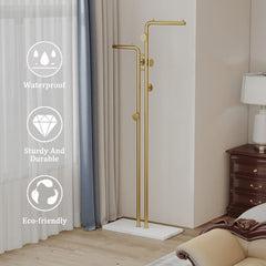 Metal Coat Rack Marble Base Hooks Clothes Coats Bag Tree Hat Display Hanger Stand Organiser 2 Pole