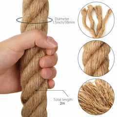 2m Sisal 40mm Rope Natural Twine Cord Thick Jute Hemp Manila Crafting Home Decor