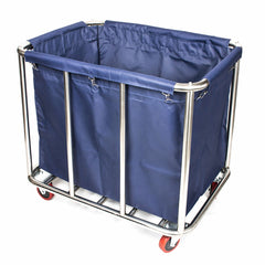 Commercial Laundry Trolley 90x65x80cm Large Capacity Linen Cart with 2 Swivel & 2 Fixed Wheels Navy