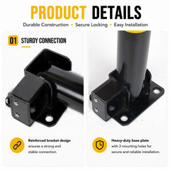 Heavy Duty Fold Down Parking Bollard Lockable Safety Post Yellow Black 61cm