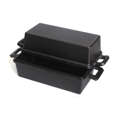 2-in-1 Cast Iron Bread Loaf Pan Tin with Lid Dual Use Baking Dish with Ergonomic Handles, Pre-Seasoned for Oven Cooking