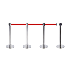 Retractable Queue Crowd Control Barriers | Silver Pole Red Belt