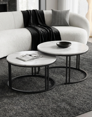 Interior Ave - Premier Nested Coffee Table Set - White Marble Stone