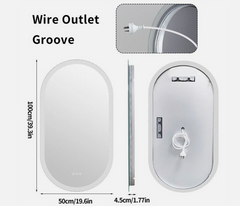 Interior Ave - LED Oval Frameless Salon / Bathroom Wall Mirror - 50 x 100cm