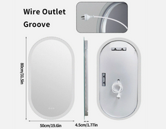 Interior Ave - LED Oval Frameless Salon / Bathroom Wall Mirror - 50 x 80cm