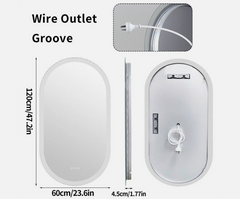 Interior Ave - LED Oval Frameless Salon / Bathroom Wall Mirror - 60 x 120cm