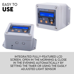 Automatic Chicken Coop Door Opener Cage Closer Timer and Light Sensor