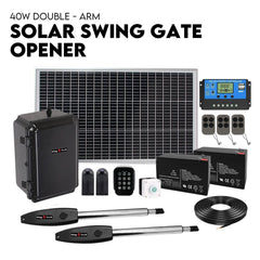 Double Swing Gate Opener Automatic Full Solar Power Kit Remote Control
