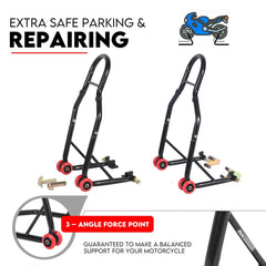 Front and Rear Motorcycle Stand Motorbike Lift Heavy Duty Paddock Carrier Bike Hoist