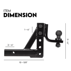 Towbar Adjustable Drop Tow Bar Ball Mount Tongue Hitch Trailer Car 3500KG 50mm