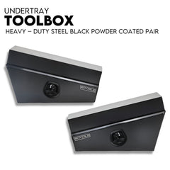Under Tray Tool Box Underbody Pair Set 750mm Black Steel