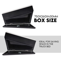 Under Tray Tool Box Underbody Pair Set 750mm Black Steel