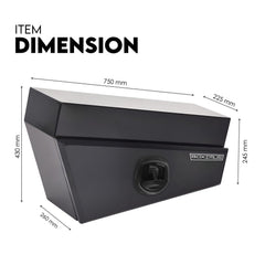 Under Tray Tool Box Underbody Pair Set 750mm Black Steel