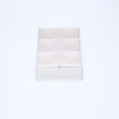 100 Pack of White Card Chocolate Sweet Soap Product Reatail Gift Box - 6 Bay Compartments - Clear Slide On Lid - 12x8x3cm