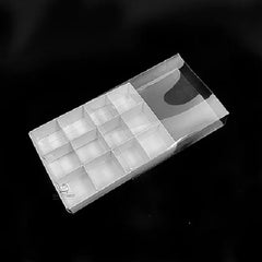 10 Pack of White Card Chocolate Sweet Soap Product Reatail Gift Box - 12 bay 4x4x3cm Compartments - Clear Slide On Lid - 16x12x3cm