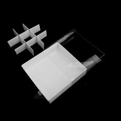 10 Pack of White Card Chocolate Sweet Soap Product Reatail Gift Box - 9 bay 4x4x3cm Compartments - Clear Slide On Lid - 12x12x3cm