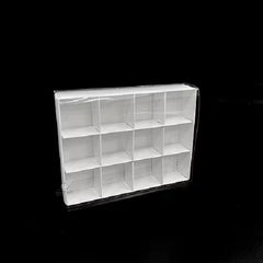 50 Pack of White Card Chocolate Sweet Soap Product Retail Gift Box - 12 bay 4x4x3cm Compartments - Clear Slide On Lid - 16x12x3cm