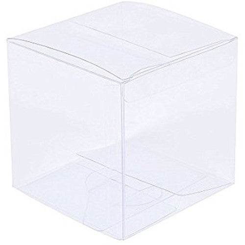 50 Pack of 12cm Square Cube Box - Large Bomboniere Exhibition Gift Product Showcase Clear Plastic Shop Display Storage Packaging Box