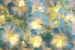 1 Set of 20 LED Tropical Blue Frangipani Flower Battery 3m String Lights Christmas Gift Home Wedding Beach Party Decoration Outdoor Table Centrepiece