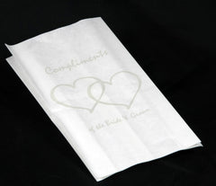 150 Pack Wedding Cake Bags Greaseproof Wax Paper Slice Take Home Favour Silver Heart n Message