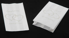 200 Pack Wedding Cake Bags Greaseproof Wax Paper Slice Take Home Favour Silver Heart n Message