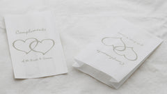 200 Pack Wedding Cake Bags Greaseproof Wax Paper Slice Take Home Favour Silver Heart n Message